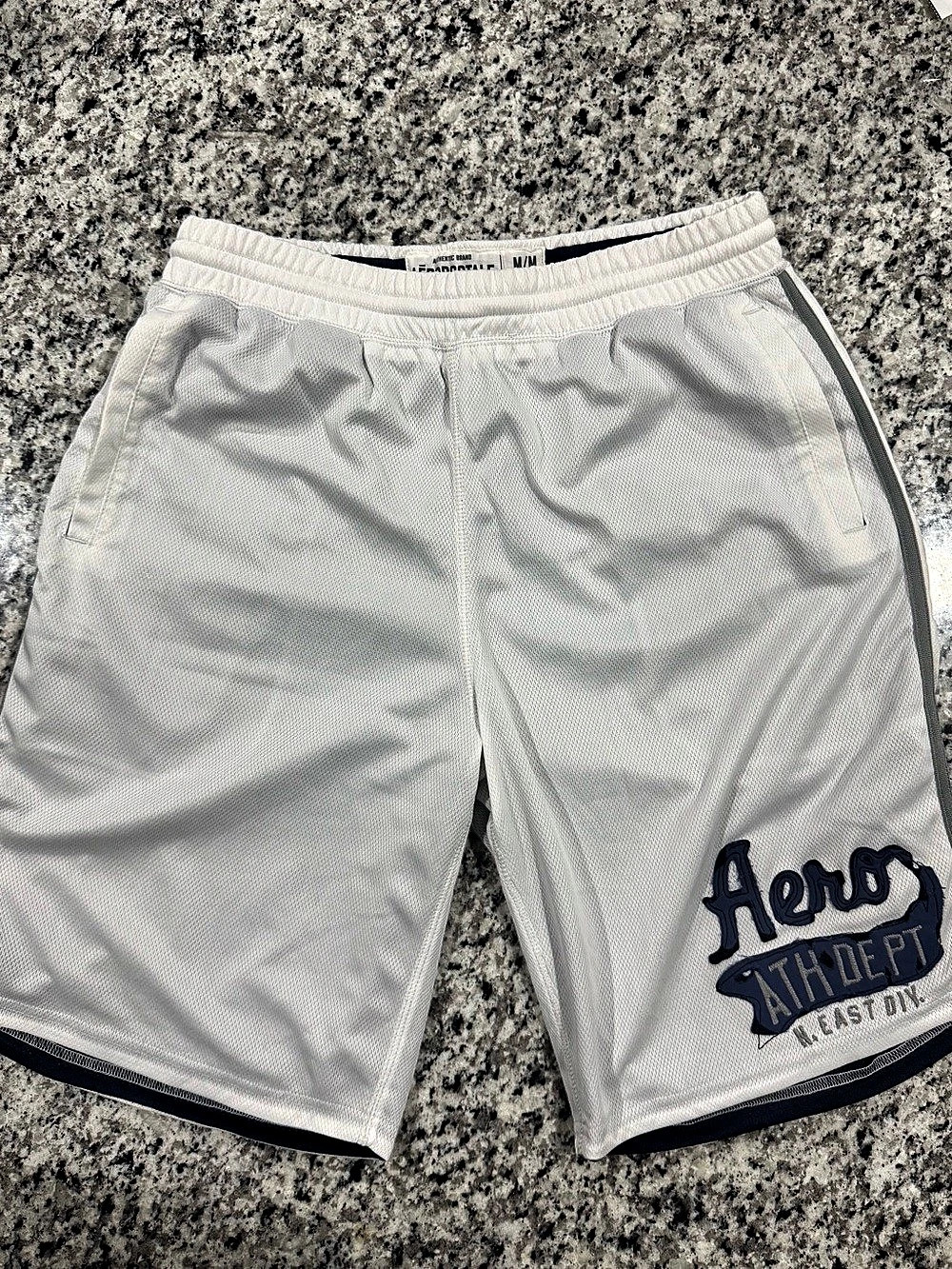 Aeropostale Athletic Dept. shorts in White & Blue Waist Medium